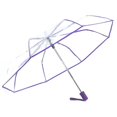 thumbnail image 1 of Paraguas Transparente Paraguas Automático Plegable Compacto, Borde Púrpura Transparente, 1 of 5