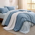 thumbnail image 1 of Juego de edredón Bedsure Oversize Queen, azul grisáceo, 7 piezas, 1 of 9