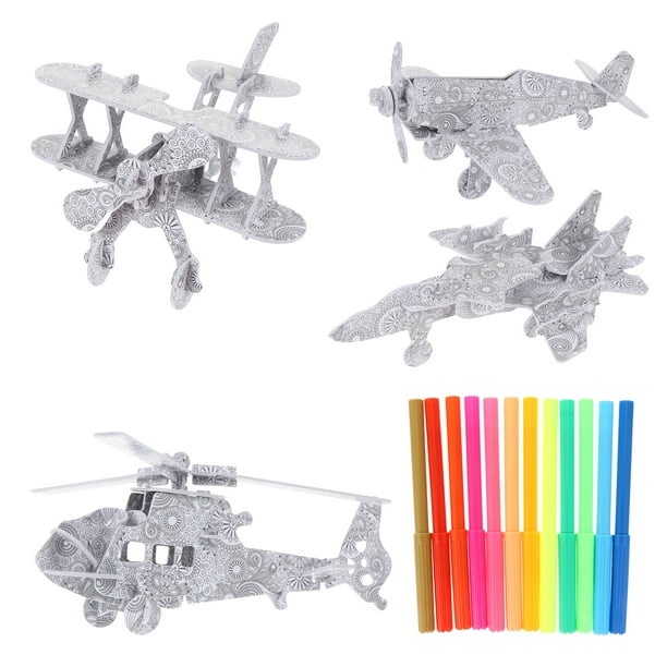 KAKOWELY Kit de 4 rompecabezas educativos para pintar y hacer manualidades con 12 rotuladores. Juguetes para hacer uno mismo.