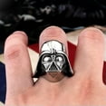 thumbnail image 4 of K-KED Darth Vader War Robot Warrior Helmet Ring Stainless Steel Biker Punk Men's Ring-13, 4 of 7