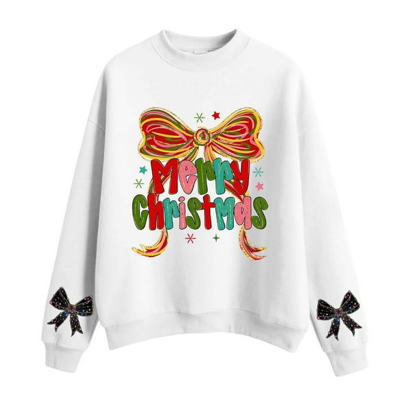 MEZZALL Child Christmas Print Girls Casual Crewneck Sweatshirt Festive Holiday Tops For Toddlers And Youth Holiday Long Sleeve Winter Dailywear