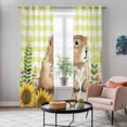 thumbnail image 6 of Kitchen Curtains 84 Inch Length 2 Panels, Groundhog Day Grommets Window Treatment Curtain, Yellow Plaid Sunflower Spring Floral Thermal Curtains Drapes for Living Room/Bathroom, 6 of 9