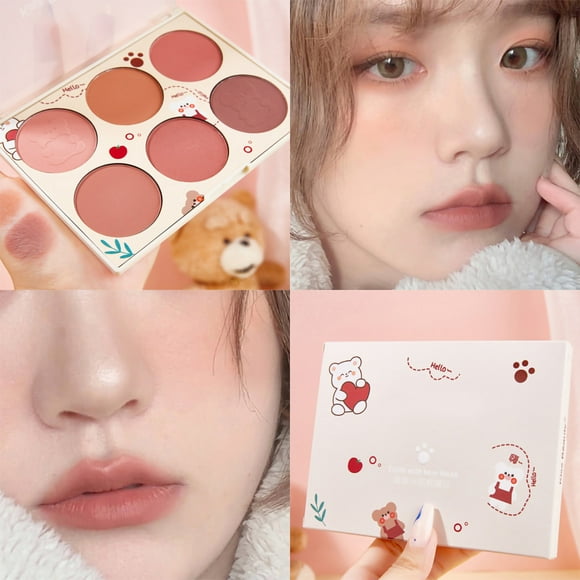 Cheek Blush Cosmetics, Blush Palette Multi Color Lightweight Matte Oil Absorbing For Home For Women 6 Colors Blush Palette