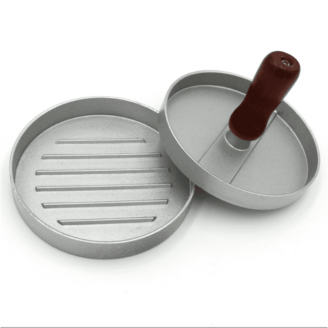 PIX-LINK Prensa manual para hamburguesas de aleación de aluminio para hamburguesas, prensa para hamburguesas, mango de madera con revestimiento antiadherente, herramientas creativas de cocina PIX-LINK Gadgets de cocina