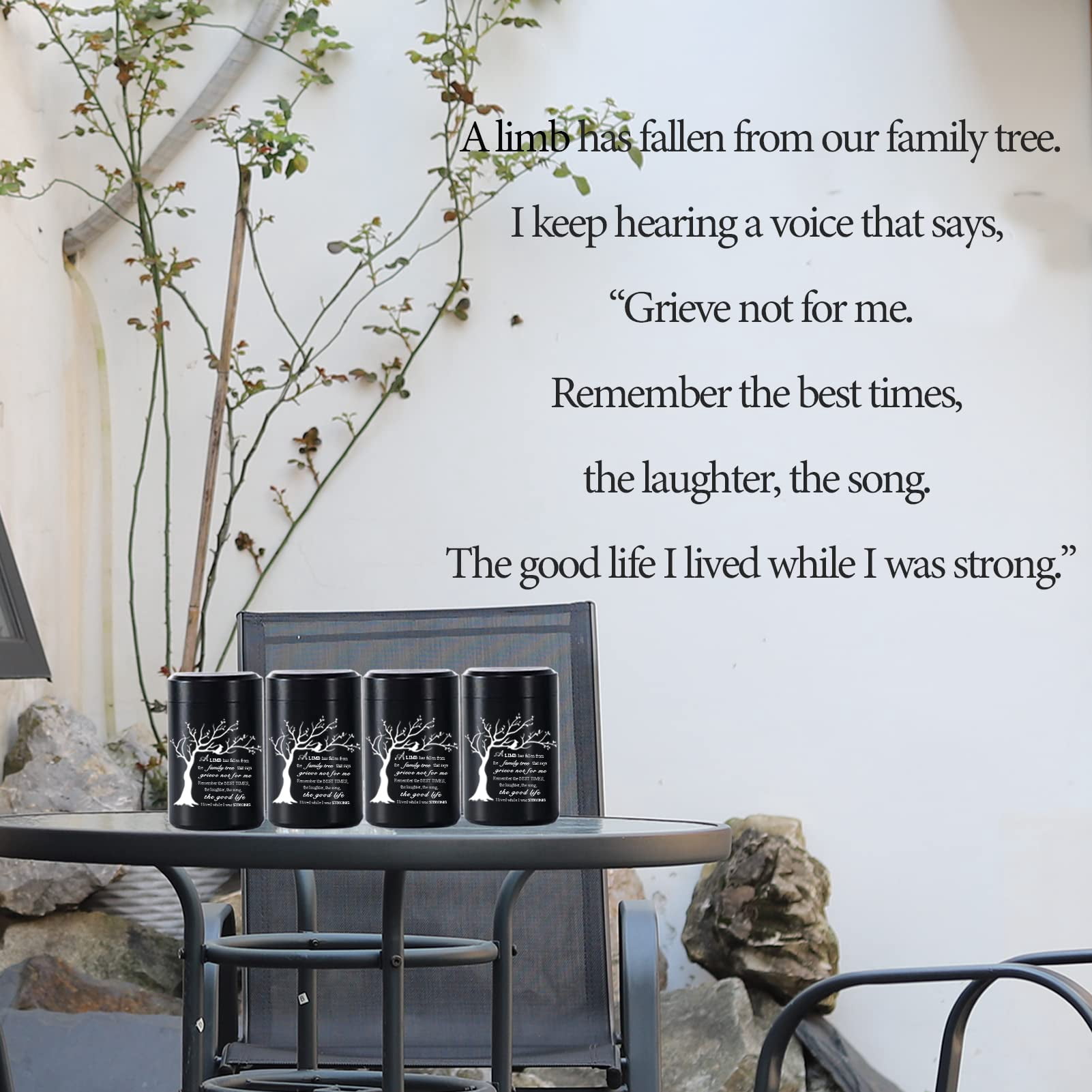 Limbo's Small Keepsake Urns - Set of 4 Aluminium Mini Urns for Human/Pet Ashes - Black
