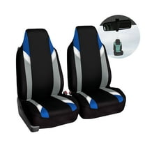 FH Group Supreme Modernistic Flat Cloth Car Seat Cover, Universal Blue Front Set Seat Cover with Air Freshener