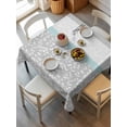thumbnail image 6 of Aqua Grey Table Cloth, Chic Garden Floral Stripe Embroidery Design Waterproof Tablecloth for Square Tables, Reusable Washable Fabric Table Cover for Restaurant Kitchen Dining Tables 60"x60", 6 of 6
