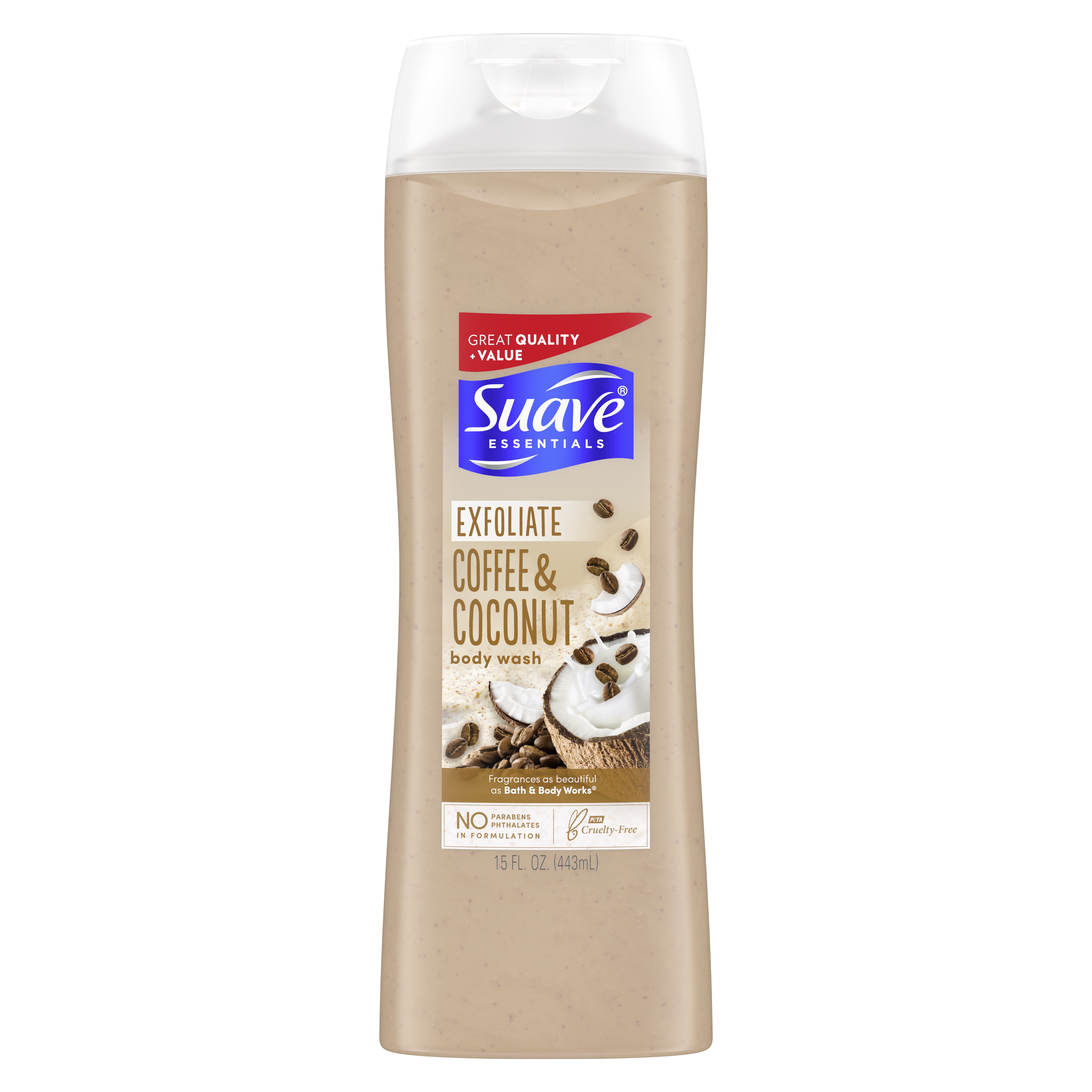 Suave Essentials Body Wash Coffee & Coconut, 15 fl. Oz.