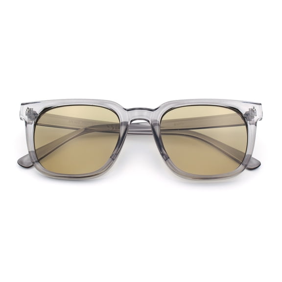 Hipster Vintage Style Plastic Rectangle Horn Rim Fashion Sunglasses [Slate - Beige]