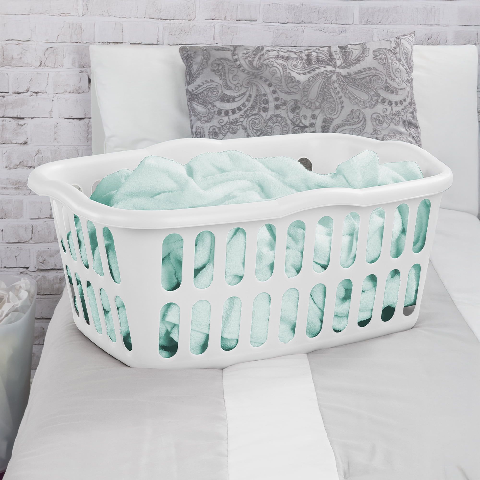 Sterilite 1.5 Bushel Large Rectangular Plastic Laundry Basket Bins, 12 Pack