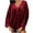 Red, variant on Fesfesfes Womens Tops Women's Gold Velvet Solid Color Long Sleeved V-Neck Button Pleated Shirt Top Tee S(US:4)