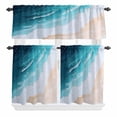 thumbnail image 2 of Kitchen Window Curtains Valance and Tier Set, Summer Blue Ocean Waves Rod Pocket Tier Curtain Valance Set, Beach Coastal Nautical Style Light Filtering Cafe Curtains for Bedroom Living Room, 2 of 9
