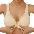 thumbnail image 3 of VISALY Front Closure Bras Wireless Bras Deep V Veck Push Up Bras with Wide Straps Bralette Minimizer Bras Sports Bras Bralette Soft Bras Comfy Bras for Women Everyday Bras Breathable Bras Beige L, 3 of 8