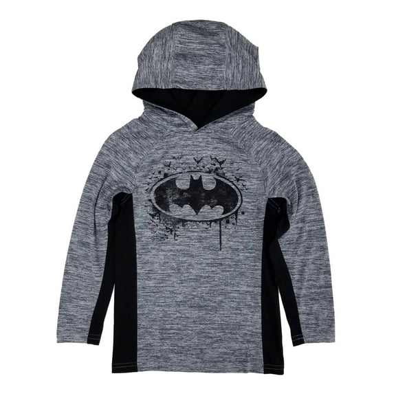 Batman DC Comics Boys Gray/Black Bat Symbol Poly Hoodie Shirt Small