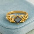 thumbnail image 3 of 5mm Square Shape Natural Labradorite 925 Silver Gold Vermeil Celtic Women Valentines Day Gifts Ring, 3 of 7
