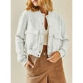 thumbnail image 5 of Womens Jacket Fall Winter Long Sleeve Stand Collar Shacket with Side Pocket Coat Light Gray XXL, 5 of 8