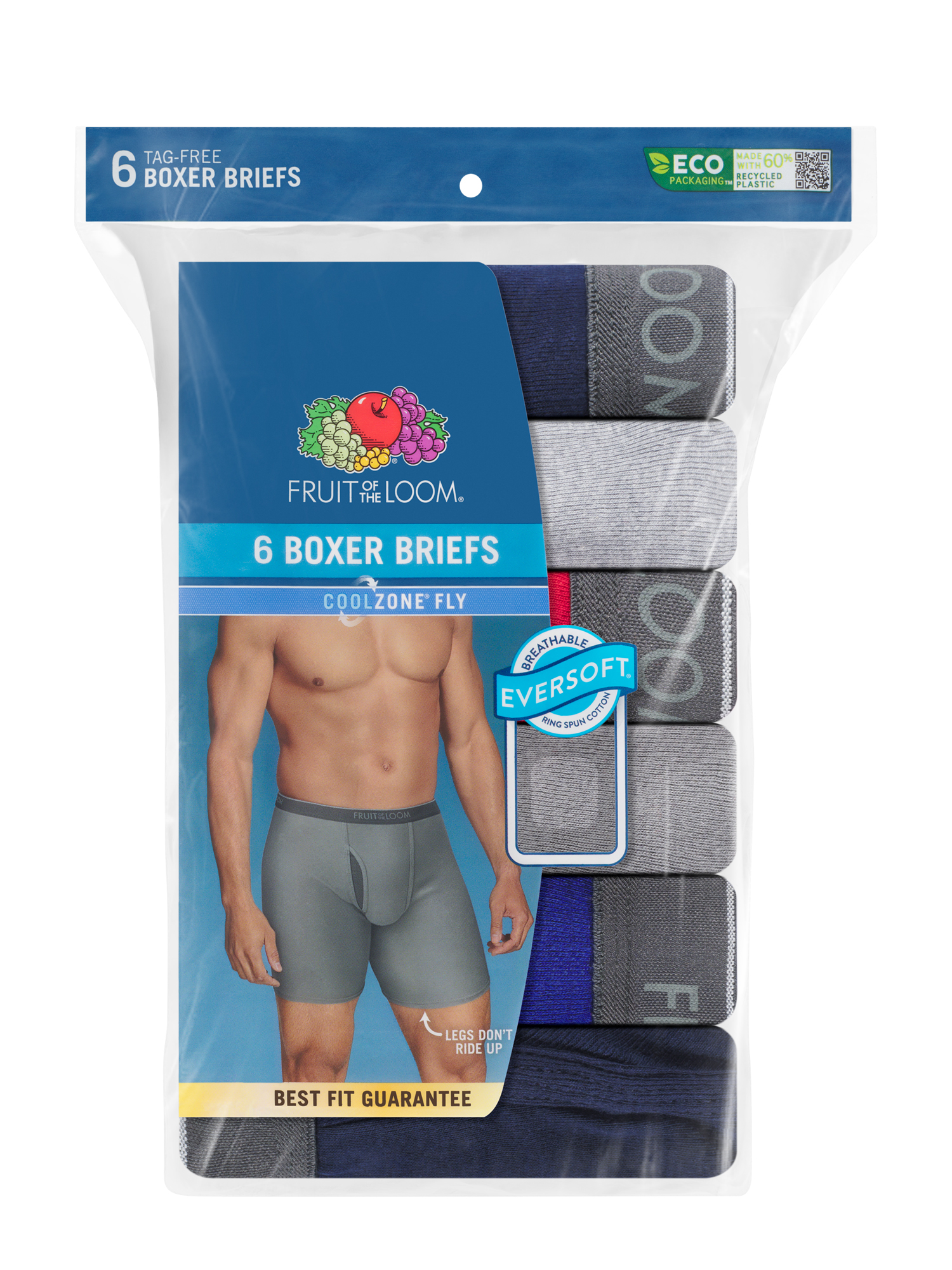 Fruit of the Loom Men's CoolZone Fly Boxer Briefs, 6 Pack - image 3 of 14