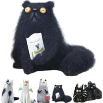 Wool Felt Familiars - Quirky Handmade Companion, Wide-Eyed Weird Cute Felted Companions, Big-Eyed Cat & Opossum Figurines, Unique Mini Animal Decor, Playful Sculpture, Palm-Sized Desk Companions