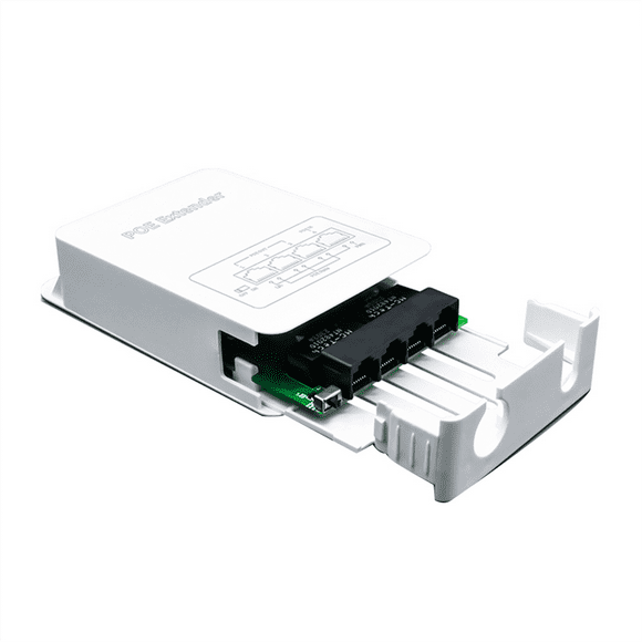 4 Port POE Extender 100M Outdoor Rainproof Network POE Repeater IP30 VLAN 44-57V 30W for POE Camera Wireless AP,1 * POE Extender,Gray-White