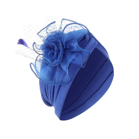 XDIAHBPL Baseball Caps Sun Hats For Women India Mesh Floral Ball Muslim Ruffle Cancer Chemo Beanie Wrap Cap Blue