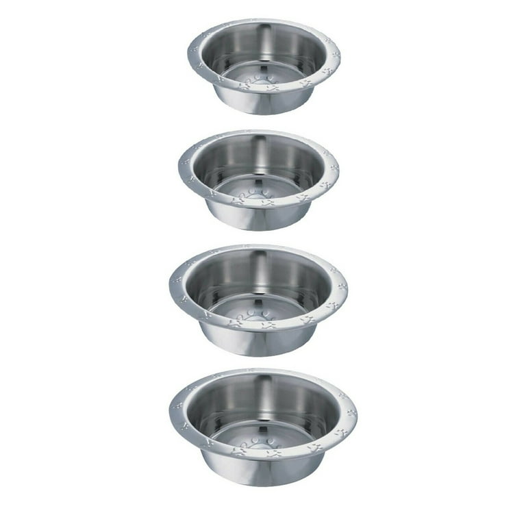 Dog Bowls Pawprint Bone Embossed Pet Wide RIm Dishes Stainless Steel Choose  Size (5 Quart)