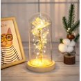 thumbnail image 3 of Regalos de Navidad y San Valentín, tres flores de papel dorado, adornos de cubierta de vidrio, luces LED luminosas creativas, regalos decorativos, 3 of 4