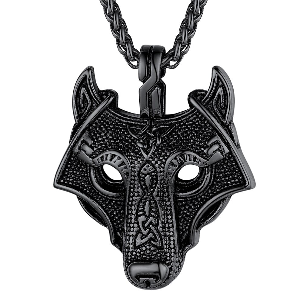 Madame Jewelry New Nordic Wiccan Wolf Necklace Wiccan Wolf Pendant Jewelry Necklace Black 