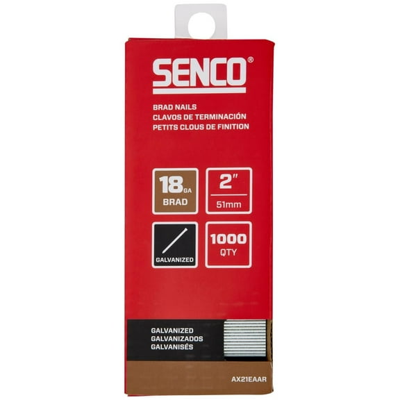 SENCO AX21EAAR 2" 18 Gauge Brad Nails, Galvanized Finish 1,000 Count Pack