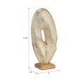 thumbnail image 4 of Oval Sculpture for Home Decor - Metal Figurine with Textured Design on Wooden Base for Living Room or Office - Aluminum Accent Art Piece for Shelf and Coffee Table Decor - 18", Gold & Metallic, 4 of 13