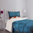 thumbnail image 5 of Ambesonne Prehistoric Country Quilted Bedspread Set 2 Pcs, Rustic Wooden, Twin Size, Pale Grey Blue Orange, 5 of 6