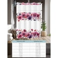 thumbnail image 6 of No Hook Shower Curtain with Snap in Liner Abstract Floral Shower Curtain -Fabric Waterproof Inner Liner, Watercolor Red Purple Flowers Leaf Plant Shower Curtains Washable 36"x78", 6 of 9