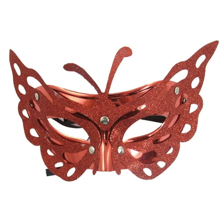 Red Mask Cover - Unique Bargains Women Glitter Powder Covered Halloween Half Face Mask Burgundy