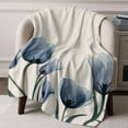 thumbnail image 2 of Spring Floral Flannel Throw Blanket for Couch,Lightweight Fleece Soft Cozy Bed Blankets for Boys Girls Adults Kids,Blue Tulip Summer Botanical Rustic All Season Personalized Car Blanket 30 x 40 Inch, 2 of 9