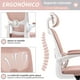 thumbnail image 4 of Silla Oficina de Respaldo Alto Ergonómica, Color Rosa, para Hogar u Oficina HOMEMAKE FURNITURE Moderno, 4 of 6