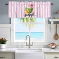 thumbnail image 4 of Summer Coconut Window Valance for Kitchen, Shell Hibiscus Frangipani Pink Stripes Rod Pocket Short Curtain for Small Windows, Light Filtering Decorative Valance, 60 x 14 Inch, 4 of 9