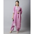 thumbnail image 5 of Rajnandini Women's Pure Cambric Cotton Jaipuri Printed & Embroidered Kurta Set With Dupatta (JOPLVL289A-M_Light Purple_M), 5 of 5