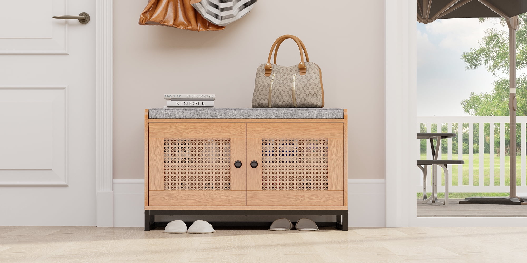 Dextrus 8 Pair Shoe Storage Bench Shoe Rack Cabinet Stool with Drawers & Cushion