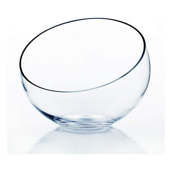 WGV Slant Cut Bowl Glass Vase, Width 11", Height 9.5", Clear Terrarium, Candy Dish, Fruit Jar, Floral Container for Wedding Party Event, Home Office Decor, 1 Piece