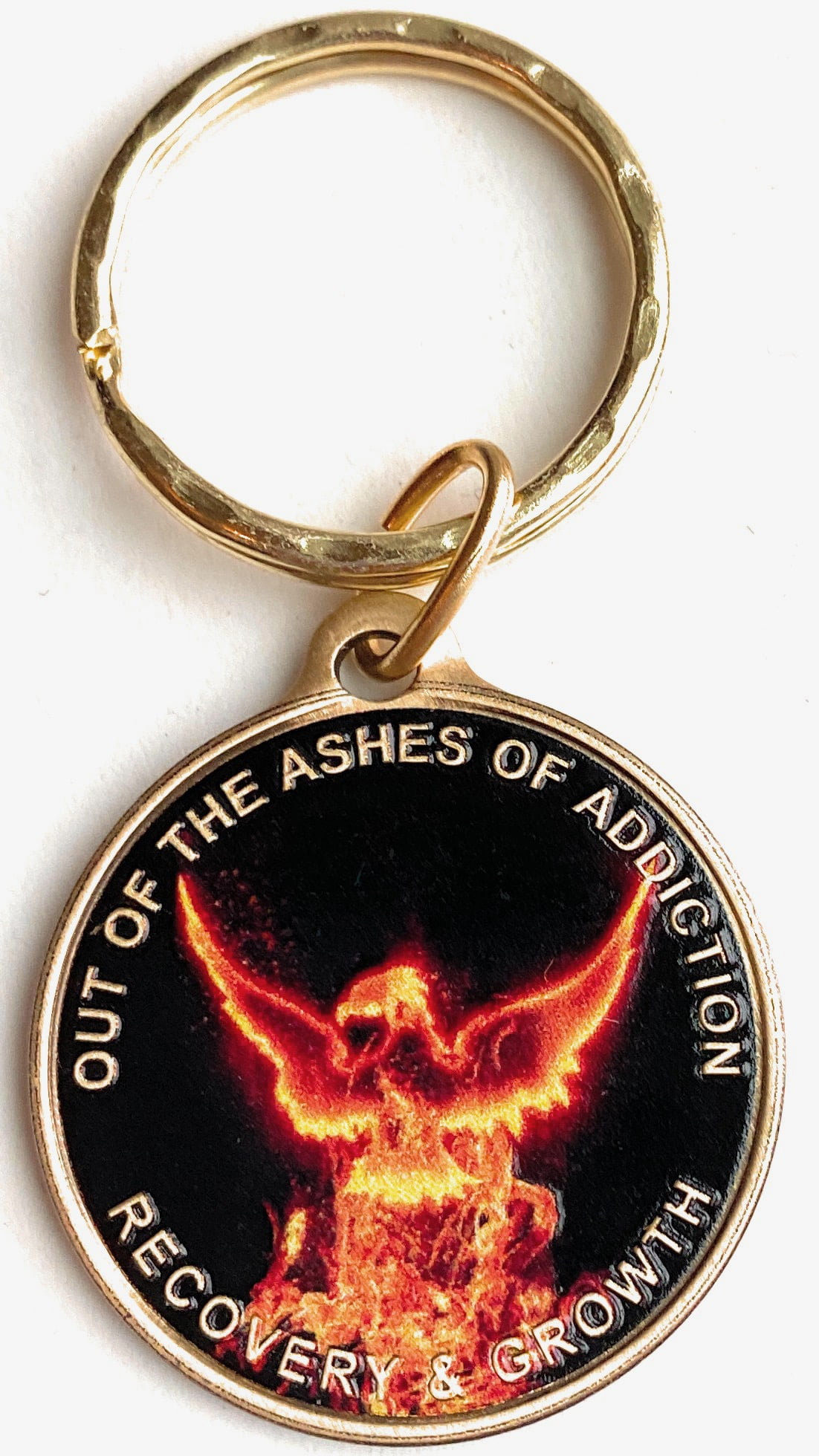 Out Of The Ashes Of Addiction Phoenix Rising Color Keychain Serenity Prayer Back Walmart Com