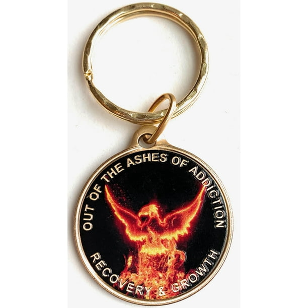 Out Of The Ashes Of Addiction Phoenix Rising Color Keychain Serenity Prayer Back Walmart Com
