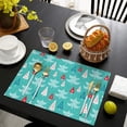 thumbnail image 4 of Turquoise Christmas Tree Pattern Summer Placemats Table Placemats Set Of 4-Linen Kitchen Washable Placemats Table Mats 11.8"x17.7" Non-Slip Heat Resistant, 4 of 6