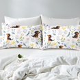 thumbnail image 4 of Floral Dachshund Bed Sheets Set King,Cartoon Animal Sheet Set for Kids Boys Girls,Blossom Kawaii Puppy Sheets,Farm Wild Flower Flat Fitted Sheet with 2 Pillowcases for Bedroom, 4 of 6