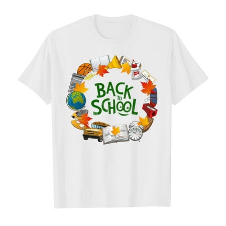 

ZMHEGW School Season Girls T Shirt Summer Kids Short Sleeve Tops Back To School Printed Cartoon Style