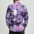 thumbnail image 4 of Domuza Mens Button Up Shirts Long Sleeve Halloween Novelty Novelty Print Relaxed Fit T Shirt Lightweight Casual Lapel Dress Shirts for Halloween Party Purple Pink XL, 4 of 7