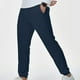 thumbnail image 3 of Pantalones largos para hombre, color liso, con bolsillo, cintura elástica, cordón ajustable, de poliéster, 3 of 8