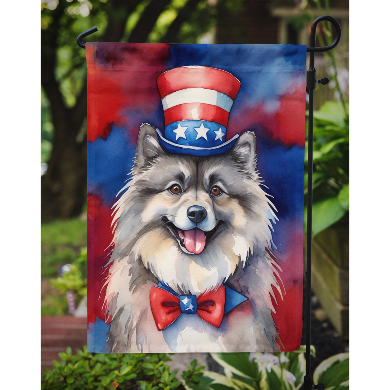 Keeshond Patriotic Garden Flag 11.25 in x 15.5 in