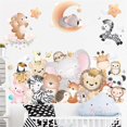 thumbnail image 3 of Super Cute Animal Zoo Stars and Moon Wall Decals Panda Fox Lion Bear Elephant Zebra Wall Stickers Bedroom Living Room TV Wall Door Decor Murals (Cute, 3 of 4