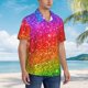thumbnail image 3 of Balery Colorful Glitter Camisas hawaianas de manga corta para hombre, camisas playeras de corte holgado, camisas de vacaciones con botones,Small, 3 of 7