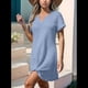 thumbnail image 3 of Vestido Informal con Cuello en V y Protección Solar, Color Azul , Talla M, 3 of 6