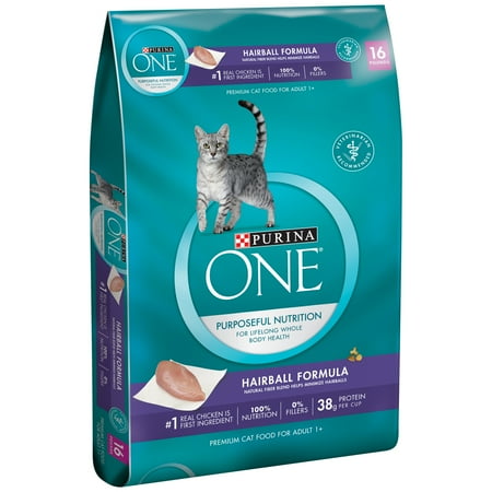 Purina One Hairball Natural Dry Cat Food, 16 lb